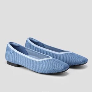 VIVAIA New Margot 2.0 Blue Square Toe Slip On Knit Flats Size 6